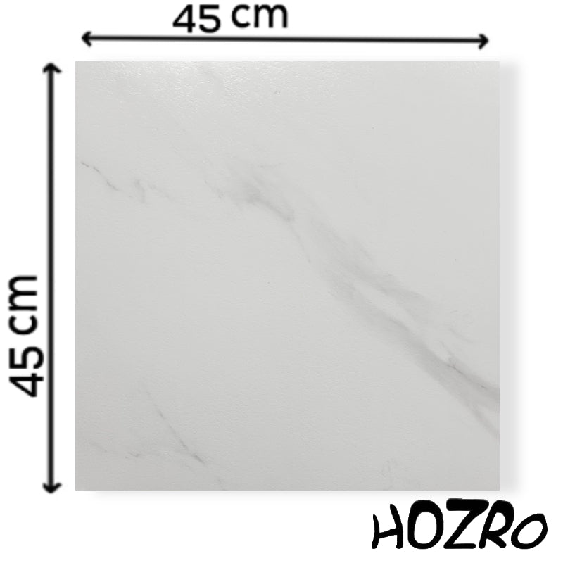 Set 10 x Placi PVC Autoadezive HOZRO, Pentru Podea, Stil Marmura, Grosime 1.4 mm, Culoare Alb, Acopera 2.02 mp, Model ALM 2-9 – Rezistente si Usor de Montat HOZRO