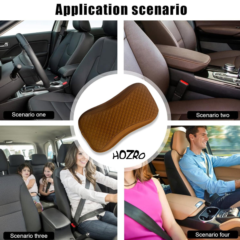 Husă Universală HOZRO, pentru Cotieră Auto, Piele Texturată Carbon, Impermeabilă, Antiderapantă, Bej – Compatibilă cu Majoritatea Mașinilor, Potrivită pentru Toate Sezoanele HOZRO