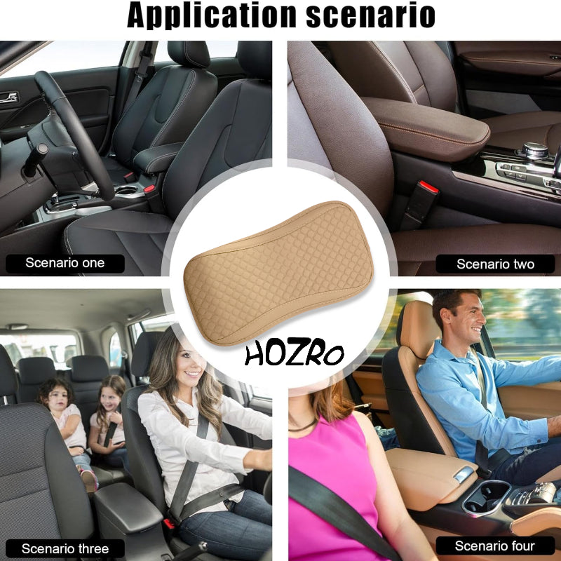 Husă Universală HOZRO, pentru Cotieră Auto, Piele Texturată Carbon, Impermeabilă, Antiderapantă, Bej – Compatibilă cu Majoritatea Mașinilor, Potrivită pentru Toate Sezoanele HOZRO