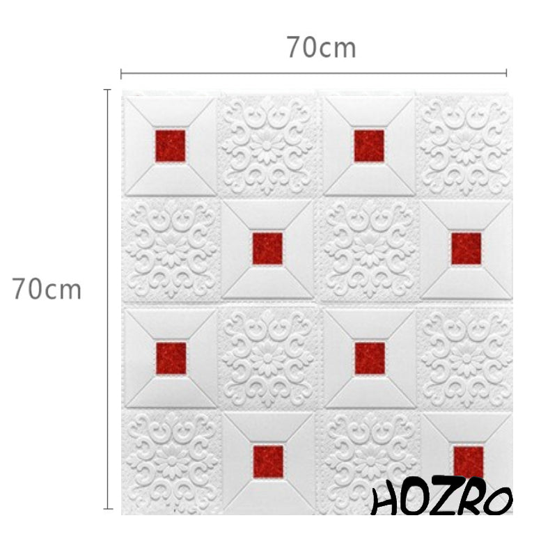 Tapet 3D autoadeziv, Model pentru Tavan/Perete, design modern, foarte usor de montat, Alb/Rosu HOZRO