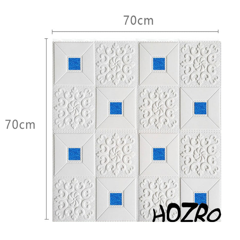 Tapet 3D autoadeziv, Model pentru Tavan/Perete, design modern, foarte usor de montat, Alb/Albastru HOZRO