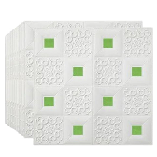 Tapet 3D autoadeziv, Model pentru Tavan/Perete, design modern, foarte usor de montat, Alb/Verde HOZRO