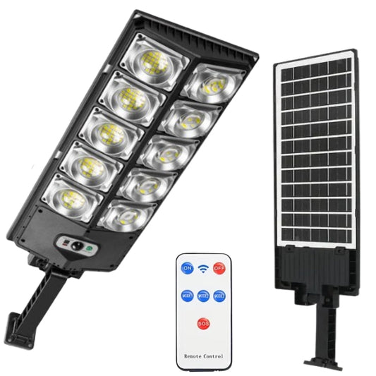 Lampă Stradală Solară HOZRO, 1000W, cu Protecție IP65, Unghi de Rotire 180°, Baterie 4500 mAh, Realizată din Material ABS Durabil, Culoare Neagră – Iluminat Puternic și Eficient Energetic pentru Exterior HOZRO