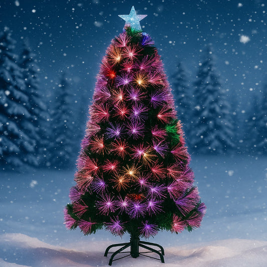 Brad artificial de Crăciun HOZRO, iluminat LED roz cu efect cald și elegant, stea luminoasă în vârf și suport metalic inclus – decor festiv modern, ramuri dese și aspect realist pentru sărbători pline de culoare și rafinament 🎀 HOZRO