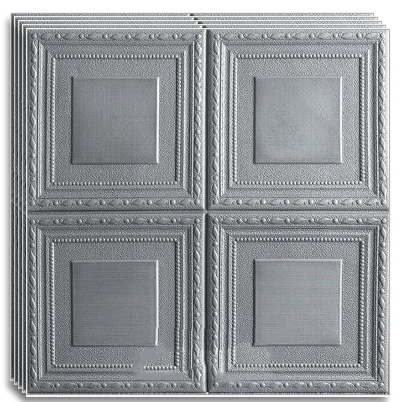 Tapet 3D autoadeziv, Model imitatie caramida, design modern, foarte usor de montat, Argintiu patrat HOZRO