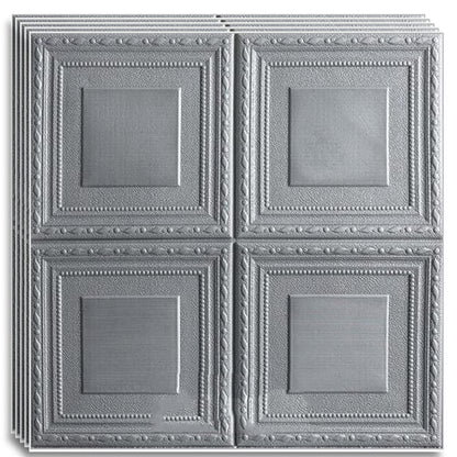 Tapet 3D autoadeziv, Model imitatie caramida, design modern, foarte usor de montat, Argintiu patrat HOZRO