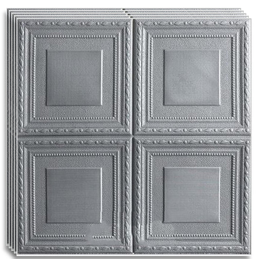 Tapet 3D autoadeziv, Model imitatie caramida, design modern, foarte usor de montat, Argintiu patrat HOZRO