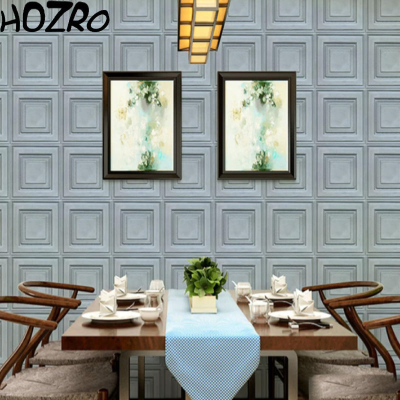 Tapet 3D autoadeziv, Model imitatie caramida, design modern, foarte usor de montat, Argintiu patrat HOZRO