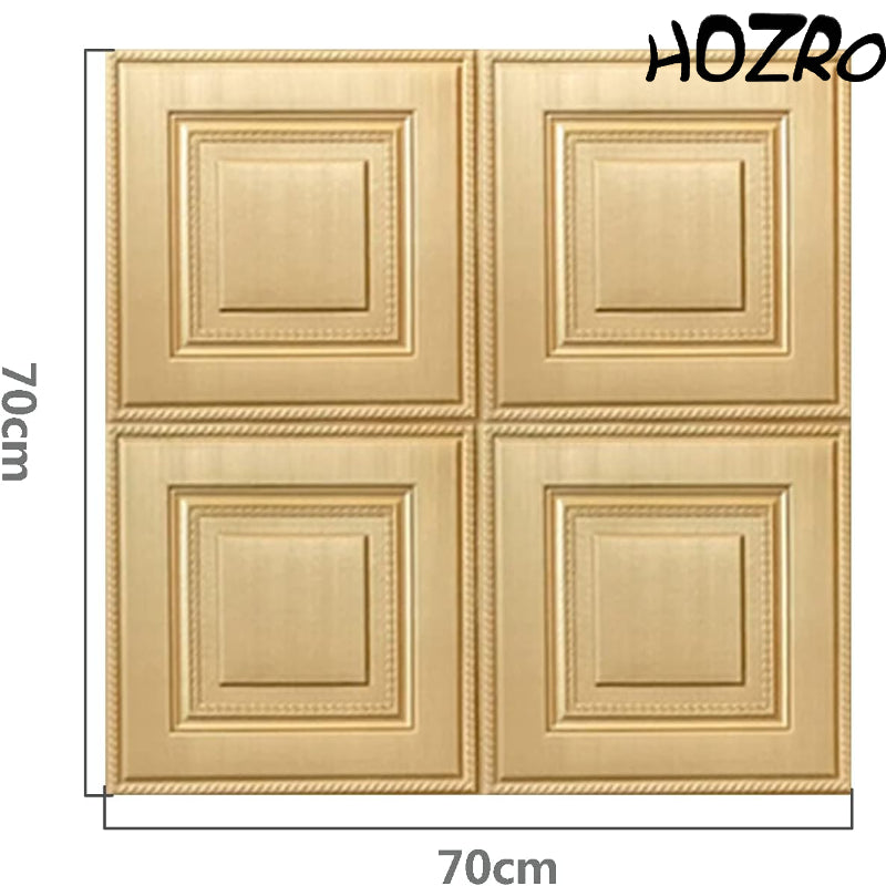 Tapet 3D autoadeziv, Model imitatie caramida, design modern, foarte usor de montat, Auriu patrate HOZRO
