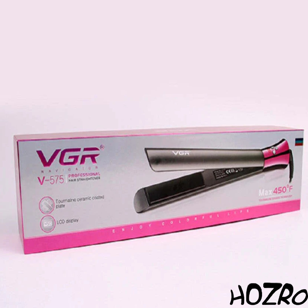 Placă de Păr Profesională HOZRO, Model V 575 – Design Elegant Gri/Roz, Încălzire Rapidă și Plăci Ceramice pentru Îndreptare și Bucle Perfecte HOZRO