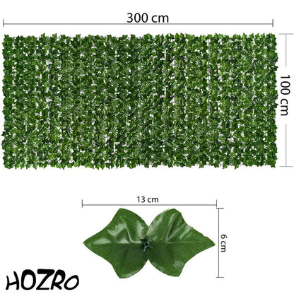 Plasă Artificială de Iederă HOZRO, 100x300 cm – Paravan Decorativ pentru Balcon, Terasă și Gard | Montare Rapidă, Aspect Natural, Materiale Rezistente HOZRO