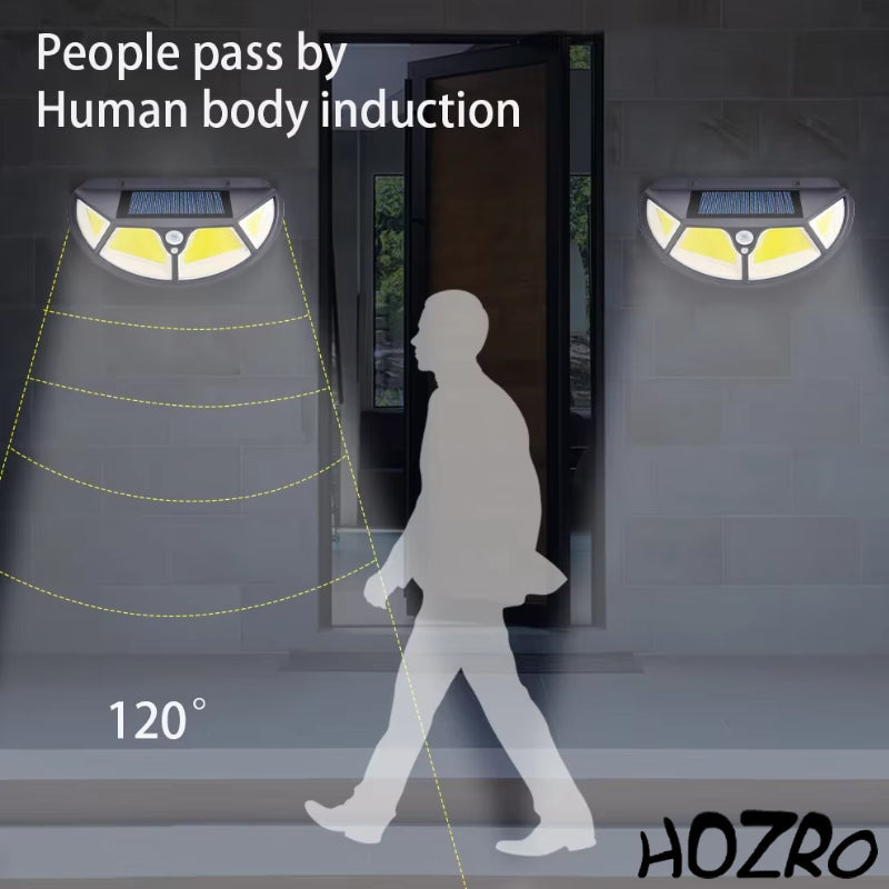 🌞 Lampă Solară HOZRO, Model SH102 cu Senzor Infraroșu – Iluminare 8-10h, Rezistență IP65, Încărcare Rapidă 4-6h, Ideală pentru Exterior HOZRO