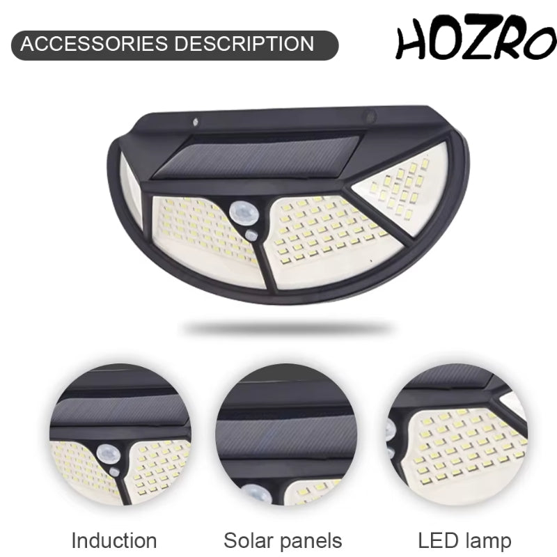 🌞 Lampă Solară HOZRO, Model SH102 cu Senzor Infraroșu – Iluminare 8-10h, Rezistență IP65, Încărcare Rapidă 4-6h, Ideală pentru Exterior HOZRO