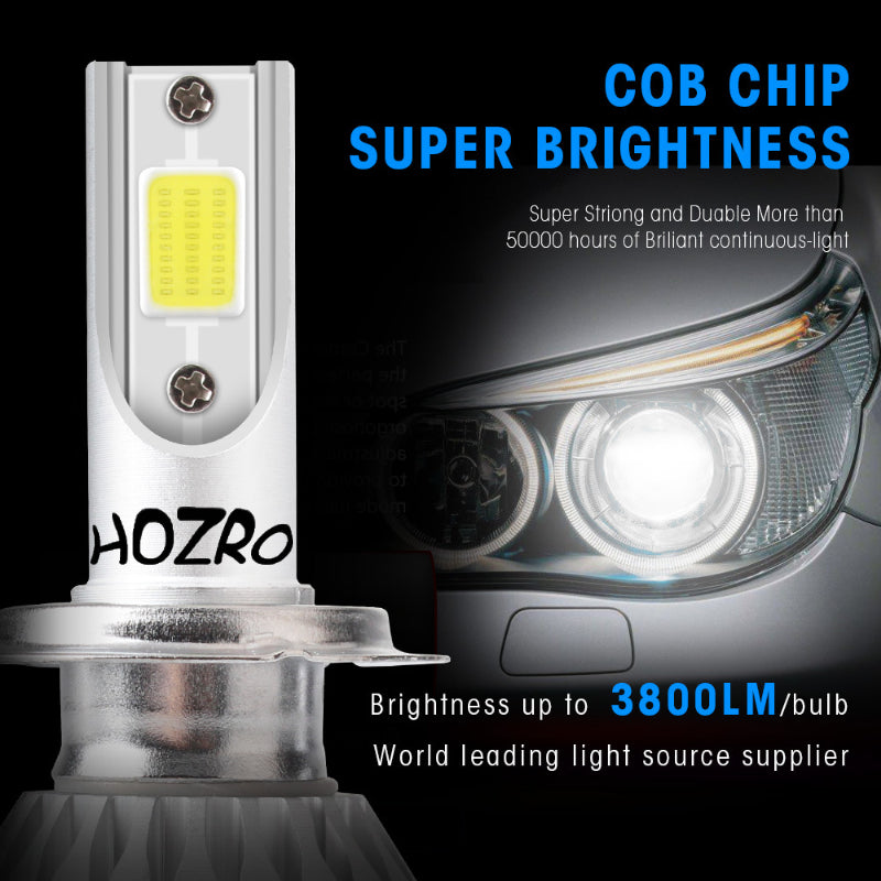 💡 Set 2 LED-uri Auto HOZRO, C6 H7 – 36W, 3800 Lumeni, 6500K | Iluminare Puternică, Tehnologie COB, 12–24V, Lumină Albă Rece HOZRO