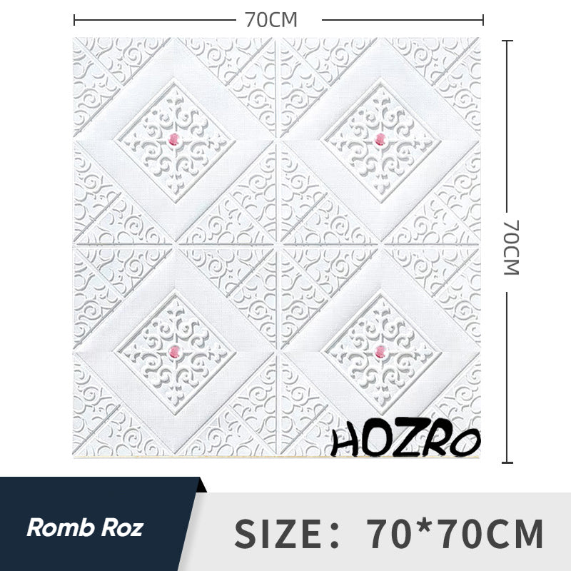 Tapet 3D autoadeziv HOZRO, Model pentru Tavan/Perete, design modern, foarte usor de montat, Romburi + Diamante Roz HOZRO