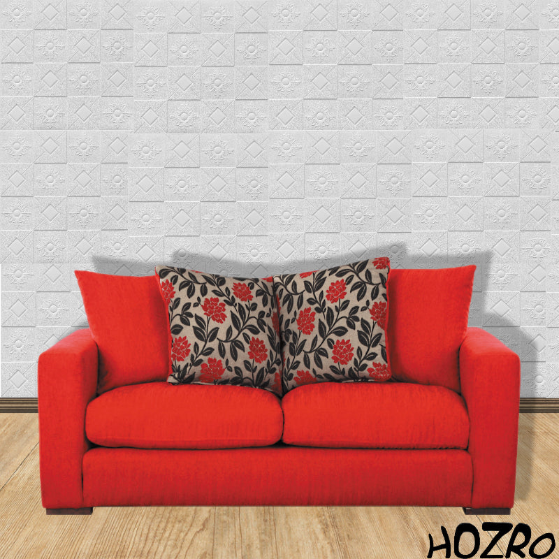 Tapet 3D autoadeziv HOZRO, Model pentru Tavan/Perete, design modern, foarte usor de montat, Alb Patrat/ Romb ,T15A HOZRO