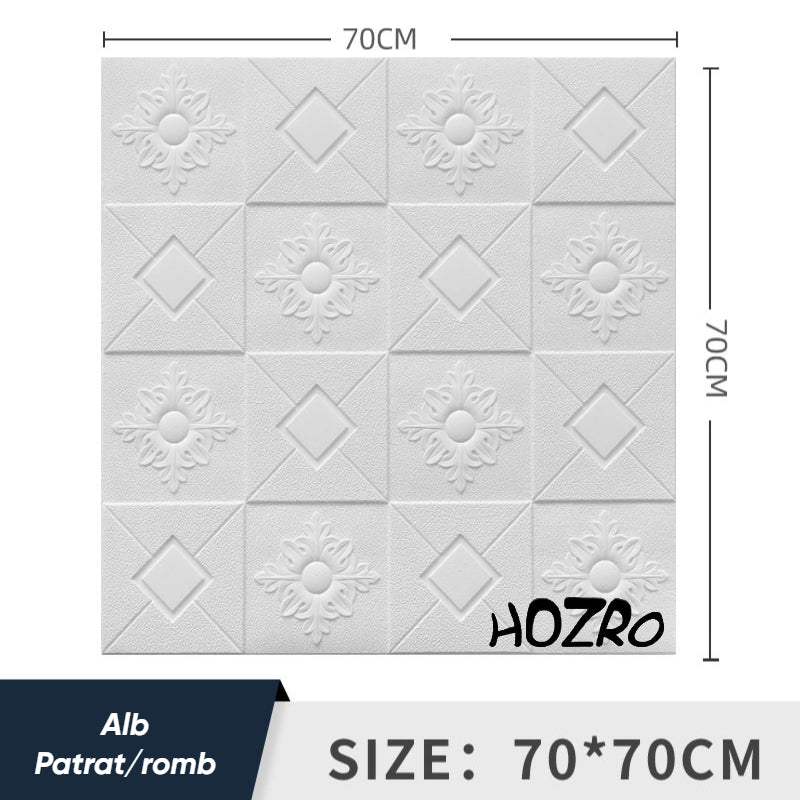 Tapet 3D autoadeziv HOZRO, Model pentru Tavan/Perete, design modern, foarte usor de montat, Alb Patrat/ Romb ,T15A HOZRO