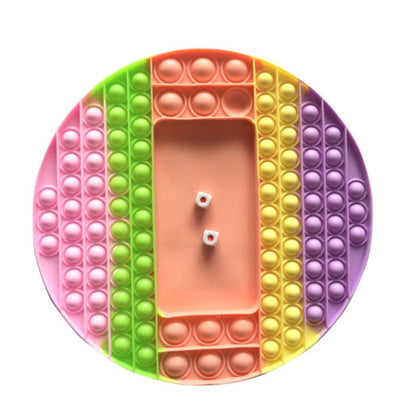 Joc interactiv HOZRO, din silicon moale cu zaruri – Pop It Now rotund, antistres, multicolor, 27 cm HOZRO