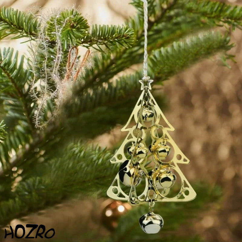Decoratiune HOZRO, Pandantiv Metalic Brad 16 cm, Auriu Strălucitor, Ornament Elegant pentru Brad și Decorațiuni Festive HOZRO