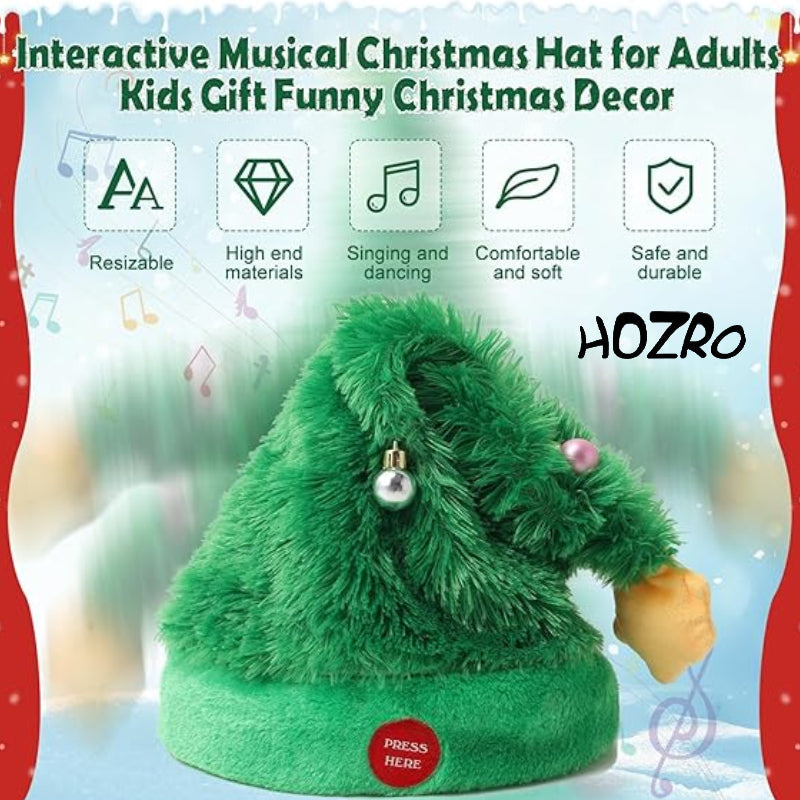 Căciulă Interactivă HOZRO, Model Green Star – Funcții Motorii și Muzicale, Distracție și Mișcare pentru Copii HOZRO