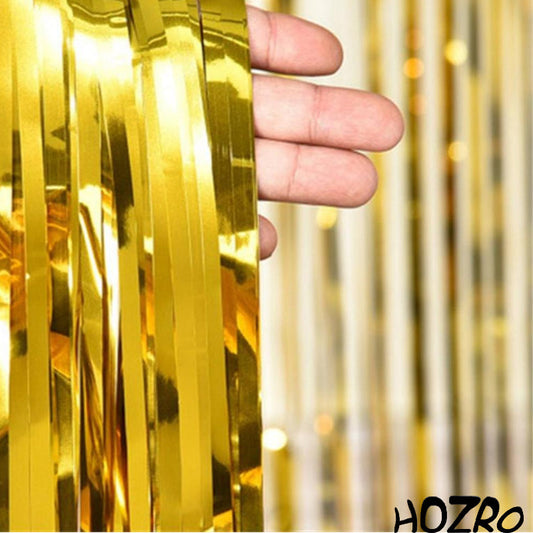 Perdea Decorativă HOZRO, pentru Petrecere – Folie Metalizată Strălucitoare, Culoare Auriu, Decor Elegant pentru Evenimente, Aniversări, Nunți, Botezuri și Sărbători, Ideală ca Fundal Foto sau Drapaj Festiv HOZRO