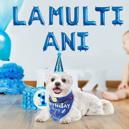 Set Baloane HOZRO, din Folie „La Mulți Ani”, Culoare Albastru Metalizat, Înălțime 35 cm, Decor Festiv pentru Aniversări, Petreceri și Evenimente Speciale, Material Rezistent și Reutilizabil, Ușor de Umflat cu Aer sau Heliu HOZRO