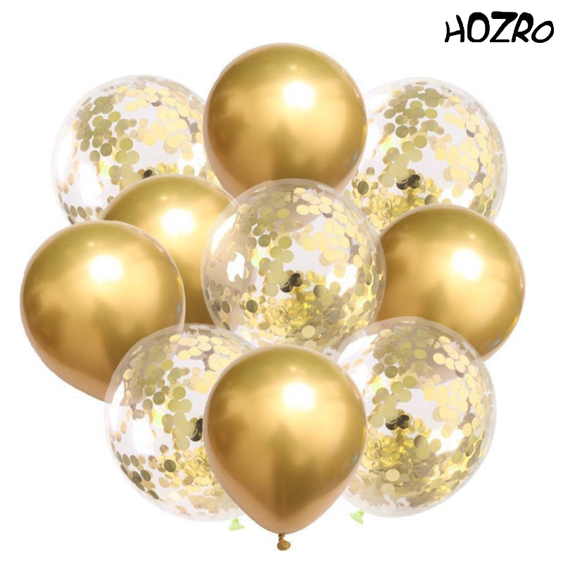 Set 10 Baloane HOZRO, cu Confetti – Baloane Party Premium pentru Petreceri, Aniversări, Nunți sau Evenimente Speciale HOZRO
