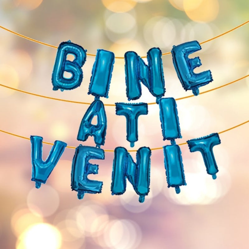 Set Baloane HOZRO, din Folie „Bine Ați Venit” – Culori Disponibile: Roz, Albastru și Gold – Decor Petrecere, Baby Shower, Botez, Aniversări sau Evenimente Speciale HOZRO