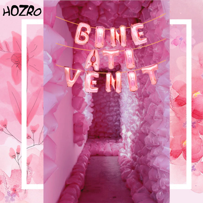 Set Baloane HOZRO, din Folie „Bine Ați Venit” – Culori Disponibile: Roz, Albastru și Gold – Decor Petrecere, Baby Shower, Botez, Aniversări sau Evenimente Speciale HOZRO