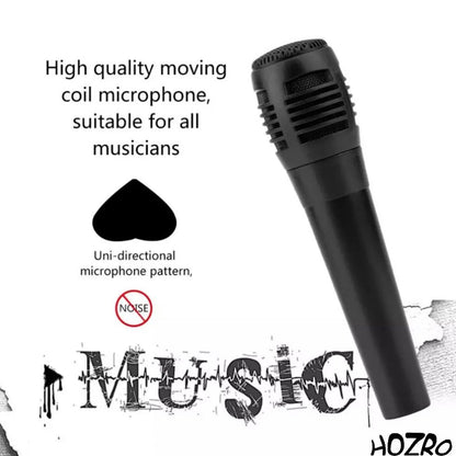 Microfon Dinamic HOZRO, cu Fir Profesional, de Mână, cu Buton Slide On/Off – Sunet Clar, Corp Metalic Rezistent, Ideal pentru Voci, Karaoke, Scenă, Biserică și Prezentări Publice HOZRO