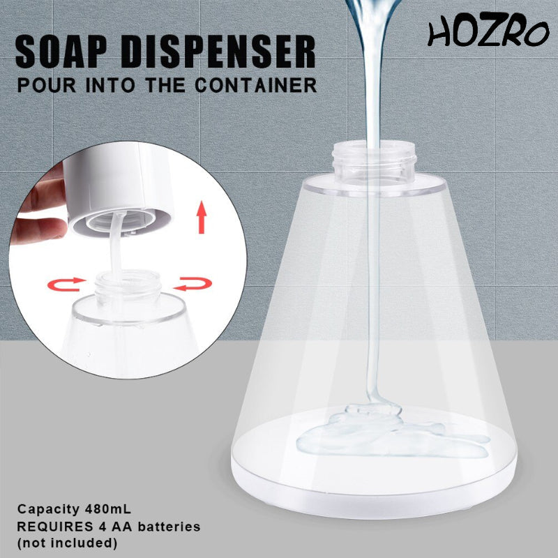 Dozator Automat HOZRO, pentru Săpun Lichid sau Spumă, cu Senzor, Capacitate 480 ml, Design Ergonomic și Modern, Funcționare Igienică fără Atingere HOZRO