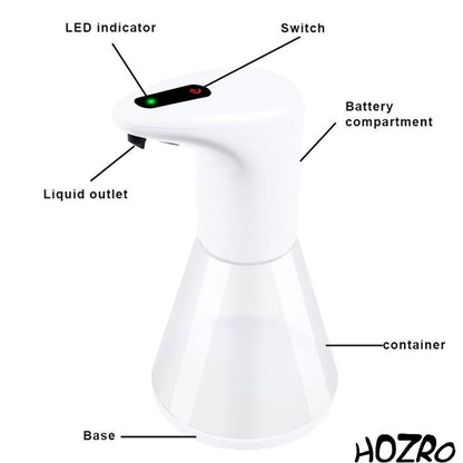 Dozator Automat HOZRO, pentru Săpun Lichid sau Spumă, cu Senzor, Capacitate 480 ml, Design Ergonomic și Modern, Funcționare Igienică fără Atingere HOZRO