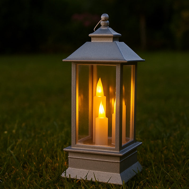 Felinar Decorativ de Crăciun, Model cu Lumânare Festivă HOZRO, Iluminare Caldă, Dimensiuni 130 x 55 mm, Funcționare pe Baterii HOZRO