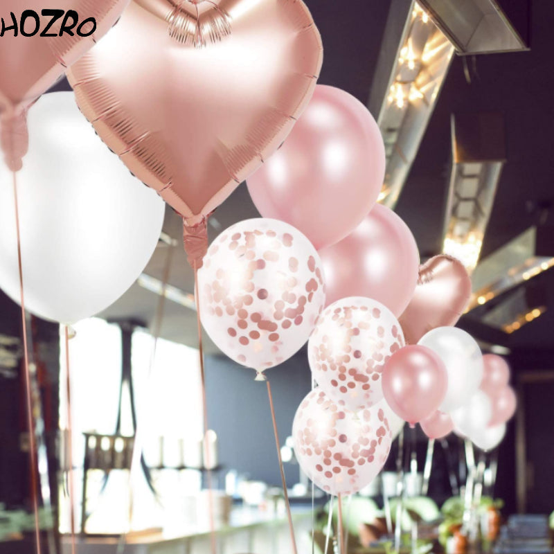 Set 48 Baloane HOZRO, în Formă de Inimă Rose Gold, Decor Elegant pentru Petreceri, Nunți, Aniversări și Evenimente Speciale, Baloane Rezistente din Folie/Latx, Perfecte pentru Aranjamente Romantice și Poze de Impact HOZRO