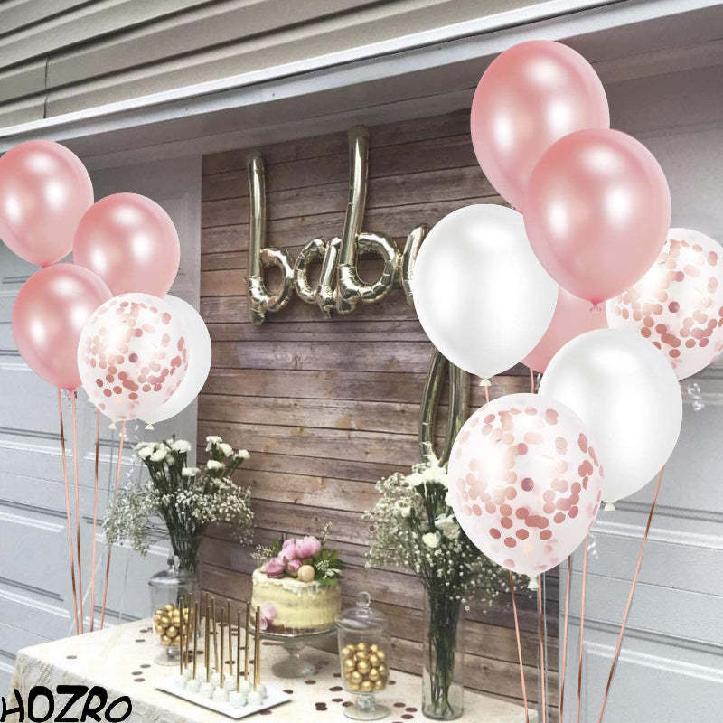 Set 48 Baloane HOZRO, în Formă de Inimă Rose Gold, Decor Elegant pentru Petreceri, Nunți, Aniversări și Evenimente Speciale, Baloane Rezistente din Folie/Latx, Perfecte pentru Aranjamente Romantice și Poze de Impact HOZRO