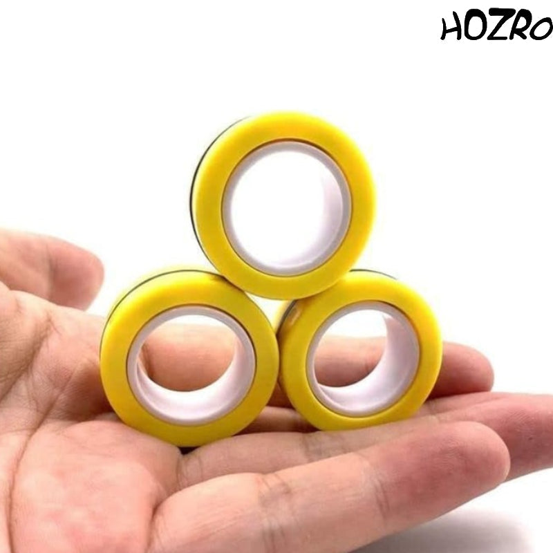 Set Jucarii Antistres HOZRO, 3 Inele Magnetice Galbene – Joc Portabil pentru Reducerea Stresului, Relaxare si Distractie pentru Copii si Adulti HOZRO
