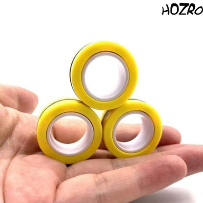 Set Jucarii Antistres HOZRO, 3 Inele Magnetice Galbene – Joc Portabil pentru Reducerea Stresului, Relaxare si Distractie pentru Copii si Adulti HOZRO