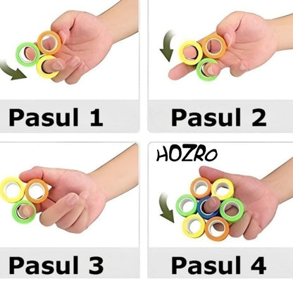 Set Jucarii Antistres HOZRO, 3 Inele Magnetice Galbene – Joc Portabil pentru Reducerea Stresului, Relaxare si Distractie pentru Copii si Adulti HOZRO