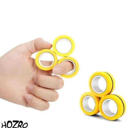 Set Jucarii Antistres HOZRO, 3 Inele Magnetice Galbene – Joc Portabil pentru Reducerea Stresului, Relaxare si Distractie pentru Copii si Adulti HOZRO