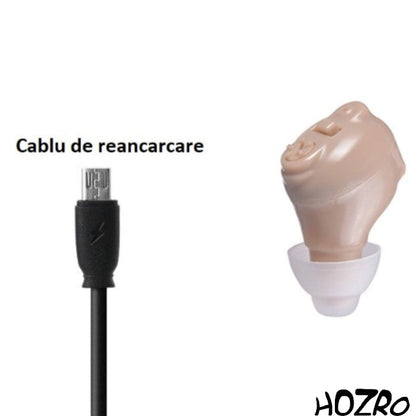 Aparat Auditiv HOZRO, Model G17 – Reîncărcabil, Autonomie 30 Ore, Amplificator de Sunet, 3 Accesorii, Bej HOZRO
