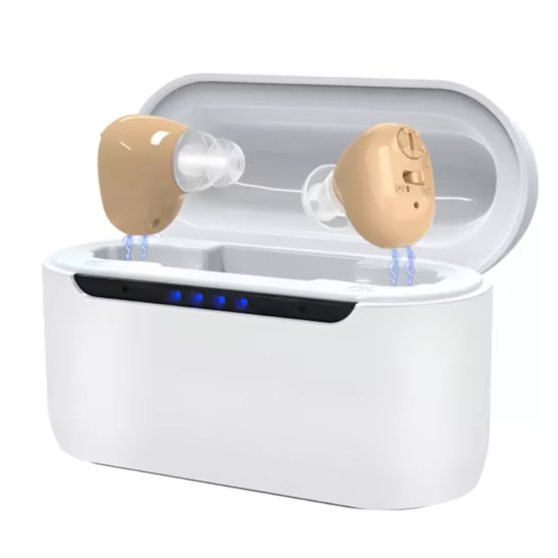 Amplificator auditiv HOZRO, Model G12C cu încărcare magnetică rapidă, design discret în ureche și sunet clar – dispozitiv reîncărcabil ideal pentru vârstnici, cu autonomie ridicată și utilizare ușoară HOZRO