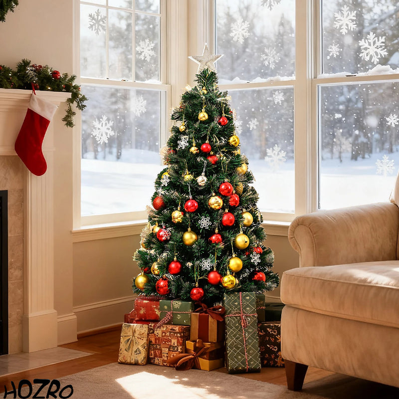 Brad artificial de Crăciun HOZRO, cu Stea Luminoasă - Jocuri de Lumină Multicoloră, Efecte Feerice, Suport Metalic Inclus și Design Elegant pentru un Crăciun Magic și Strălucitor în Orice Locuință sau Spațiu Festiv 🎄 HOZRO