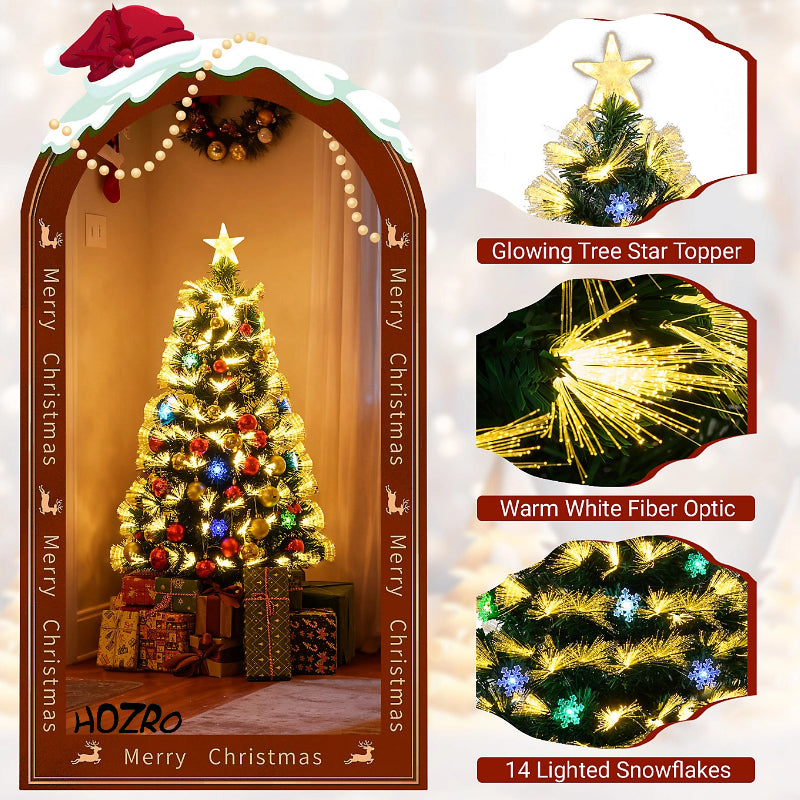 Brad artificial de Crăciun HOZRO, cu Stea Luminoasă - Jocuri de Lumină Multicoloră, Efecte Feerice, Suport Metalic Inclus și Design Elegant pentru un Crăciun Magic și Strălucitor în Orice Locuință sau Spațiu Festiv 🎄 HOZRO