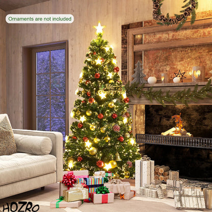 Brad Artificial de Crăciun HOZRO, cu Stelute – Decor Feeric cu Stea în Vârf, Suport Metalic Inclus și Efecte Strălucitoare ce Transformă Orice Spațiu într-un Colț de Poveste de Crăciun ✨ HOZRO