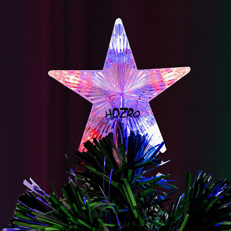 Brad artificial de Crăciun HOZRO, iluminat LED roz cu efect cald și elegant, stea luminoasă în vârf și suport metalic inclus – decor festiv modern, ramuri dese și aspect realist pentru sărbători pline de culoare și rafinament 🎀 HOZRO