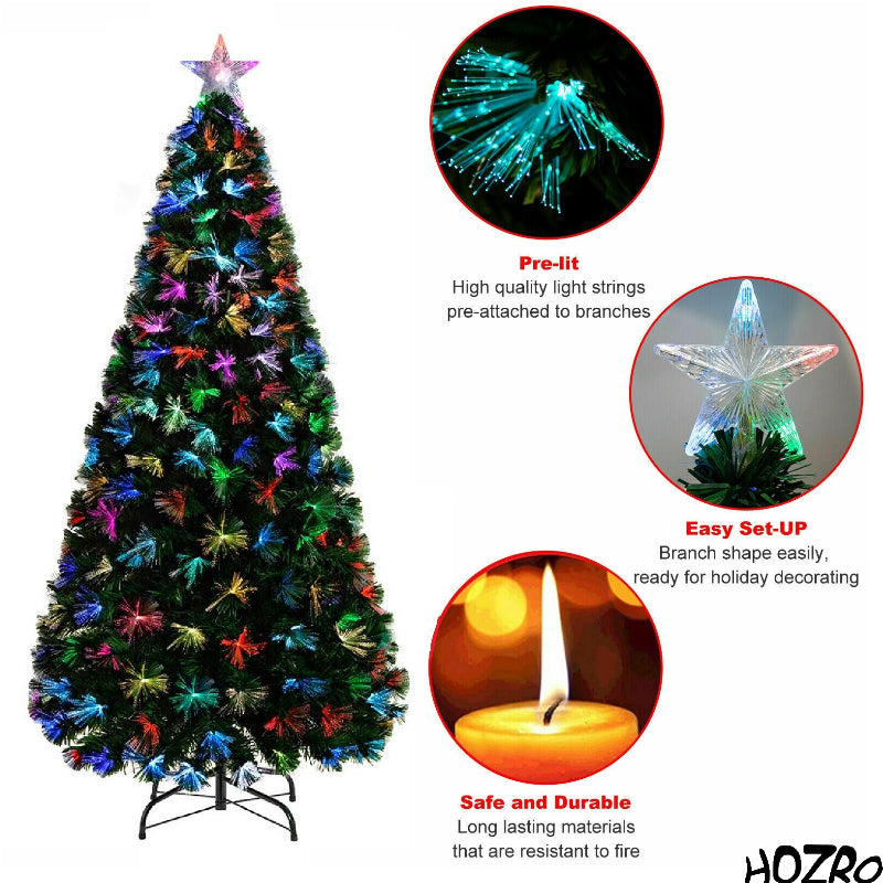 Brad artificial de Crăciun HOZRO, iluminat LED roz cu efect cald și elegant, stea luminoasă în vârf și suport metalic inclus – decor festiv modern, ramuri dese și aspect realist pentru sărbători pline de culoare și rafinament 🎀 HOZRO