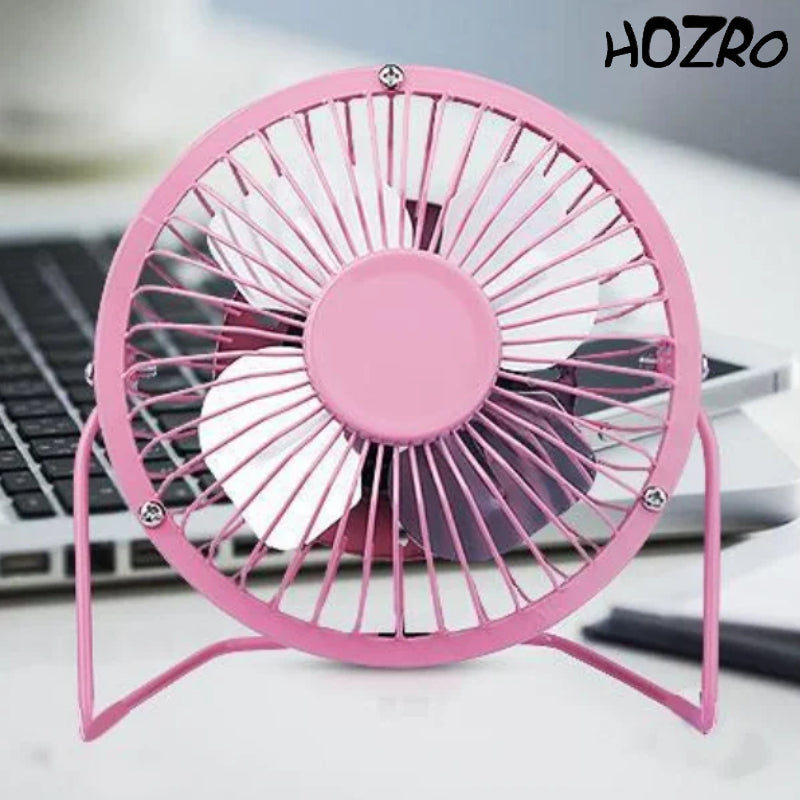 Mini Ventilator HOZRO, USB de 4 Inch – Ventilator de Birou Mic, Portabil și Silențios, Cu Lame din Aluminiu și Reglare 360° Sus-Jos, Ideal pentru Birou sau Acasă, Culoare Roz HOZRO