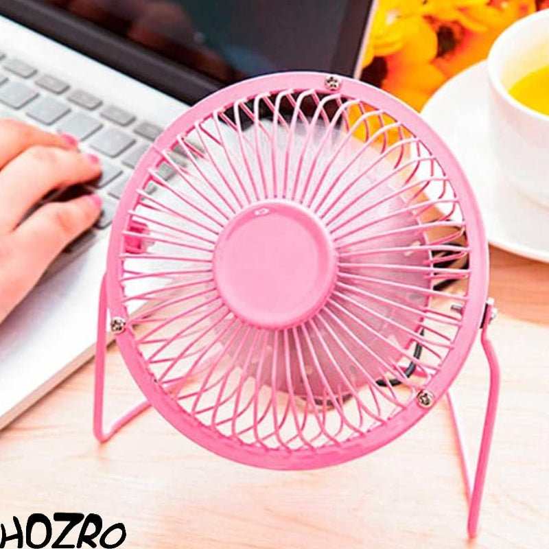 Mini Ventilator HOZRO, USB de 4 Inch – Ventilator de Birou Mic, Portabil și Silențios, Cu Lame din Aluminiu și Reglare 360° Sus-Jos, Ideal pentru Birou sau Acasă, Culoare Roz HOZRO