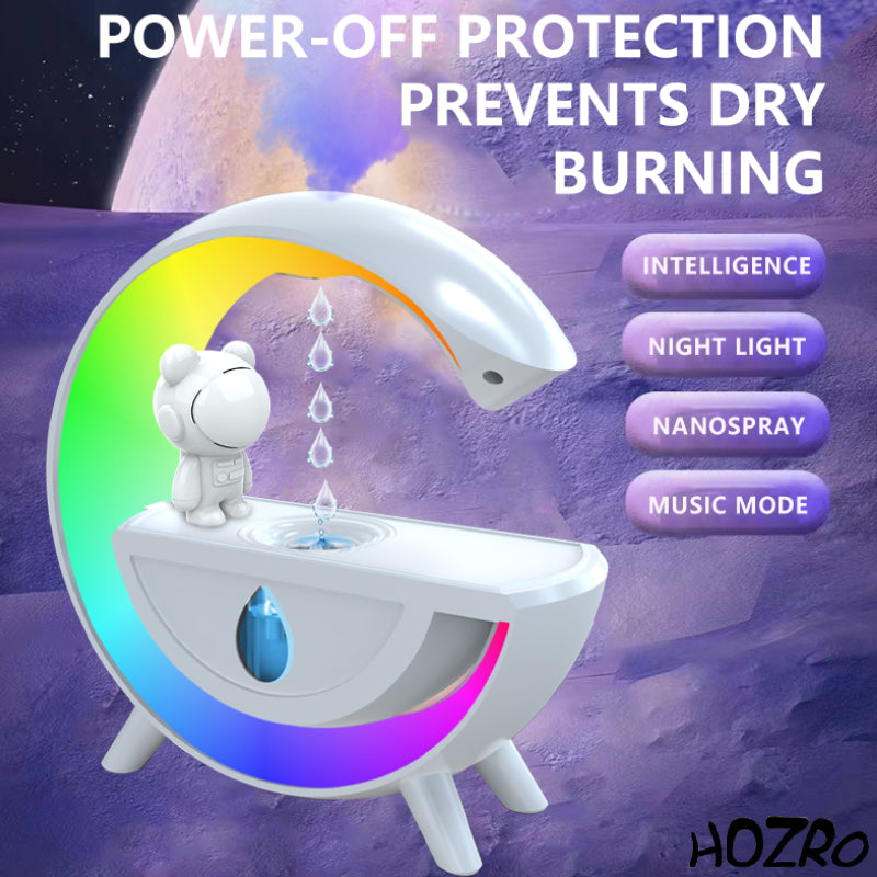 Umidificator Astronaut HOZRO, cu Norișor și Lumină de Noapte USB – Difuzor de Apă cu Picurare Antigravitațională, Model Mare în Formă de G, Ideal pentru Mașină, Hotel sau Cameră HOZRO