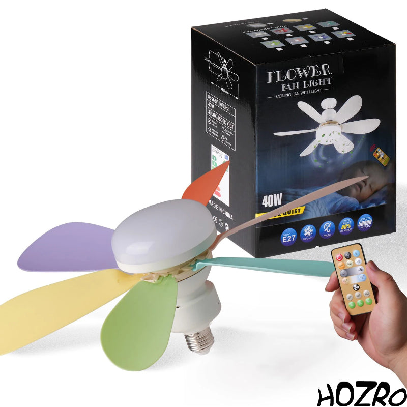 Lustră LED HOZRO, cu Ventilator Integrat 40W, Soclu E27, Control de la Distanță pentru Reglarea Luminozității, Design Modern pentru Living, Birou sau Dormitor, Compatibilă 85–265V HOZRO
